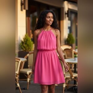 BLUE RAIR Elegant Pink Halter Dress SIZE SMALL
